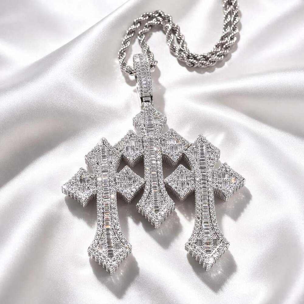 Iced Out Triple Cross Pendant 6958